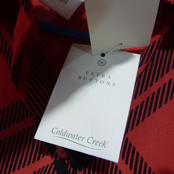 COLDWATER CREEK RED PLAID BUTTON FRONT SHIRT - Picture 5 of 10